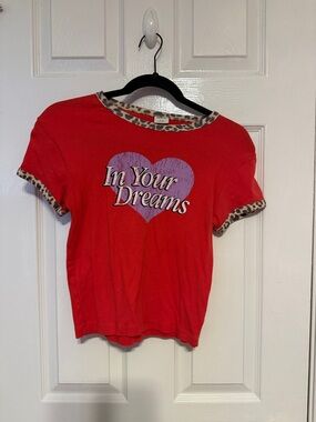 "In Your Dreams" Women’s Graphic Tee with Leopard Trim